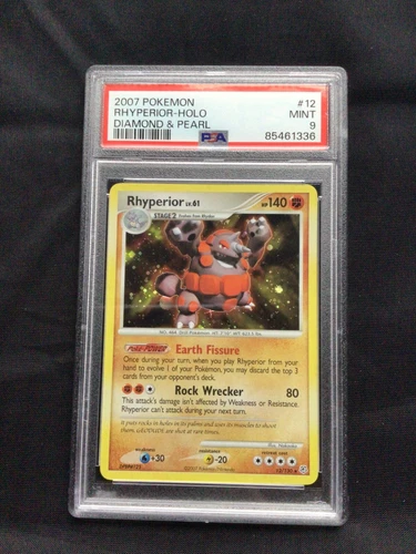 Pokemon Cards: Diamond and Pearl Rare Holo: Rhyperior 12/130 PSA 9