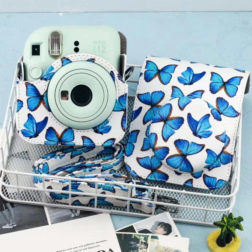 Compatible with Fujifilm Polaroid mini 12. Camera bag Canvas. Butterfly pattern - Image 3 of 4