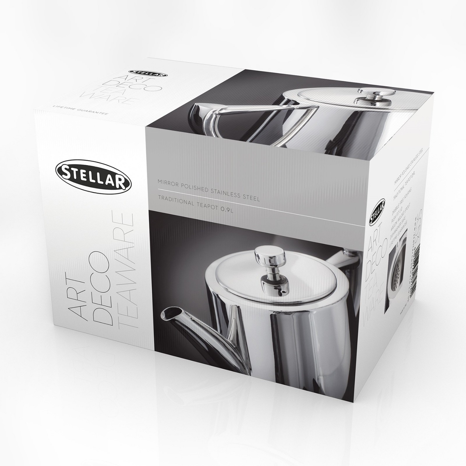 Stellar Art Deco 6 Cup Stainless Steel Traditional Teapot 1.2l SC54 for