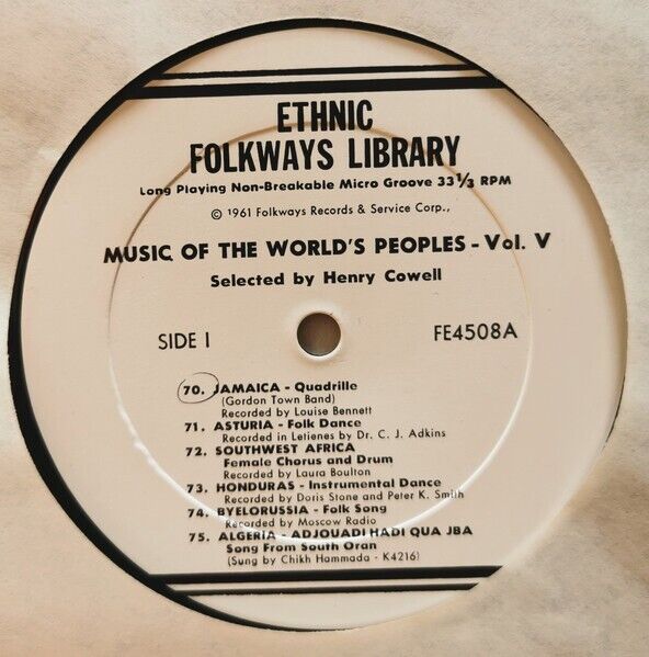 Music of the World's Peoples Volume 5 Folkways 1961 FE-4508 Vinyl 12'' Vintage
