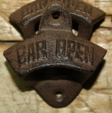 1 Rustic Cast Iron BAR OPEN Vintage Style Wall Mount Beer Bottle Opener Here