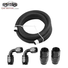 5Feet 6AN/8AN/10AN/12AN/4 Fitting Stainless Steel Braided Oil Fuel Hose Line Kit