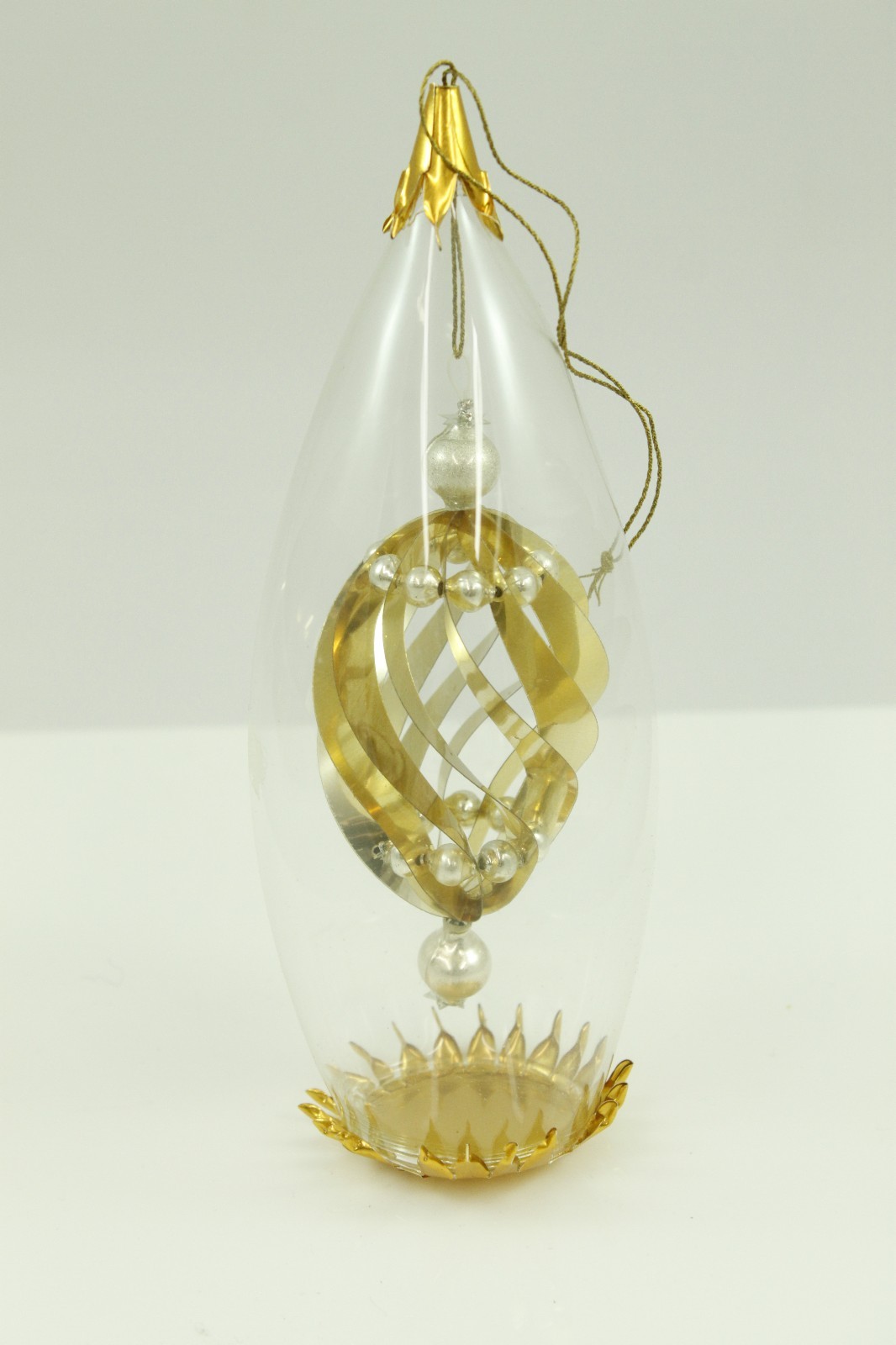 Vintage Clear Gold Christmas Ornament Holiday Tree Decoration