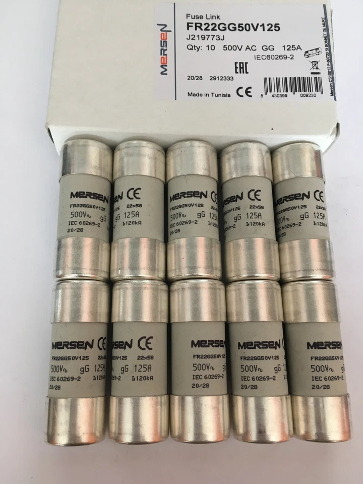 FR22GG69V125 125A Mersen Ferraz Shawmut J219773 Fuse JPSF767 Qty of 1/5/10