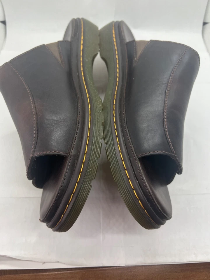 Sandalias De Colección Dr Martens Cuero Marrón Oscuro Para Hombre Delantal Achava Deslizable EE. UU. Talla 14 Foto 3 de 4
