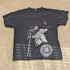 VTG Bob Marley Zion Graphic Print Blqck With W/graphics T-shirt Mens XL