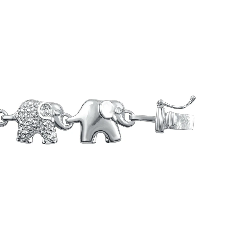 Brazalete con dije de elefante enchapado en rodio joyería de moda para mujer Foto 2 de 3