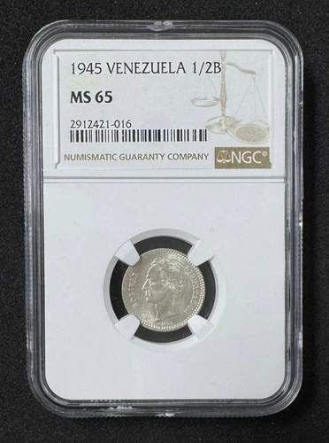 VENEZUELA, 1/2 Bolivar, 1945, NGC MS65.
