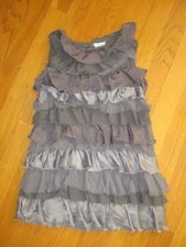 Girls Crewcuts Gray Cotton Silk Ruffles Sleeveless Dress Size 4-5