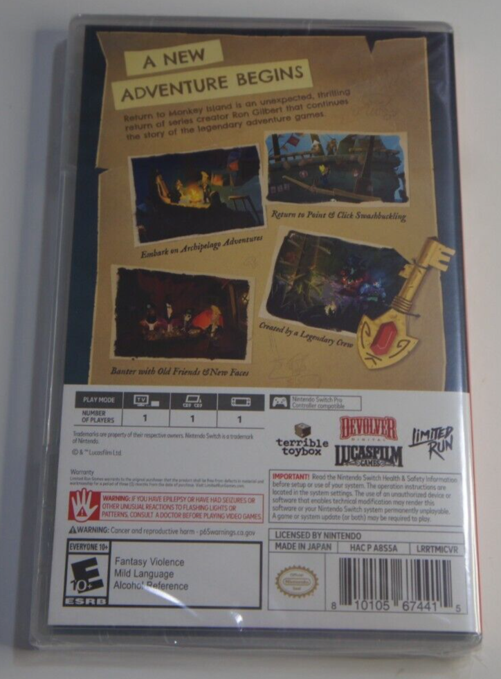Return to Monkey Island (Nintendo Switch, 2022) New Factory Sealed