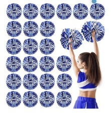 24 Pack Cheerleading Pom Poms with Baton Handle 14.5 Inch Metallic Cheering S...
