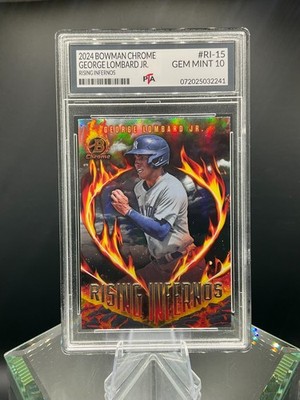 2024 Bowman Chrome George Lombard Jr RISING INFERNOS REFRACTOR GEM MINT PTA 10 