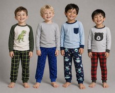 Lot Of 4 Pajama Pants Cat  Jack Size 8 Kids Stitch Blue Green Red Soft Fleece