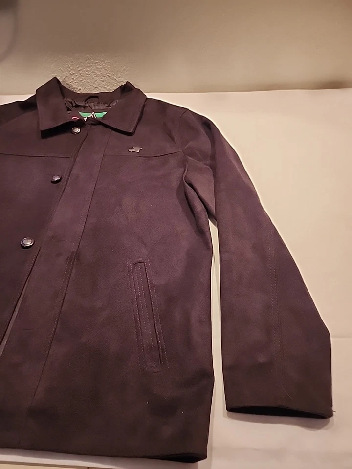 Chaqueta de gamuza italiana para hombre Armani Collezloni talla XL marrón forrada con botones Foto 3 de 4