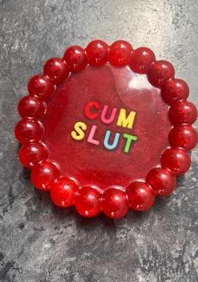 Naughty & Spicy Resin Coaster Tray   Red Shimmer  CUM SLUT  Trinket Dish
