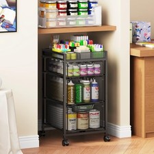 Rolling Utility Cart with 3 Drawers, Craft Organizer and Storage with DIY