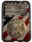 2002 $1 AMERICAN SILVER EAGLE NGC MS69 USA FLAG CORE HOLDER