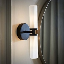 Two Way Wall Light Fitting Glass Shade LED Bulb Bathroom Living Room Lighting