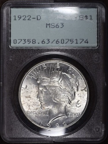 1922-D • Peace Dollar $1 - PCGS MS63 Old Holder Rattler *Tough Holder!!* #152