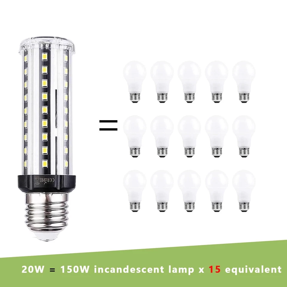 LED Corn Light Bulb 150W Equivalent 2000 Lumen 6500K Cool Daylight White 20W ... - Image 4 of 4
