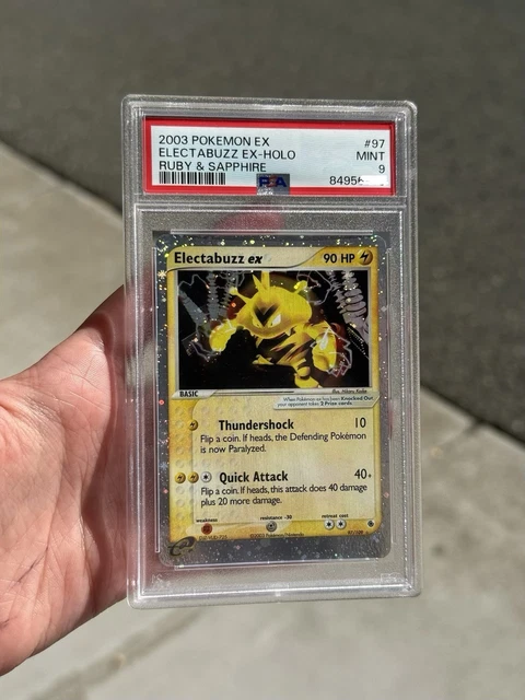 2003 POKEMON EX RUBY & SAPPHIRE 97/109 ELECTABUZZ EX PSA 9 *3 HOLO SWIRLS*