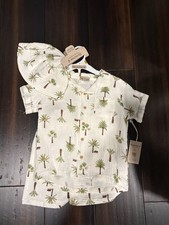 NWT Bear Paw Kids 5/6 Three Piece Outfit: Hat, Button Down Shirt  Shorts New