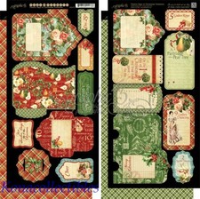 Graphic 45 12 Days of Christmas Cardstock POCKETS/TAGS 2- 6"X12" Sheets LAST ONE