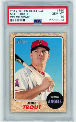 2017  MIKE TROUT  Topps Heritage #450   Color Swap - PSA 10