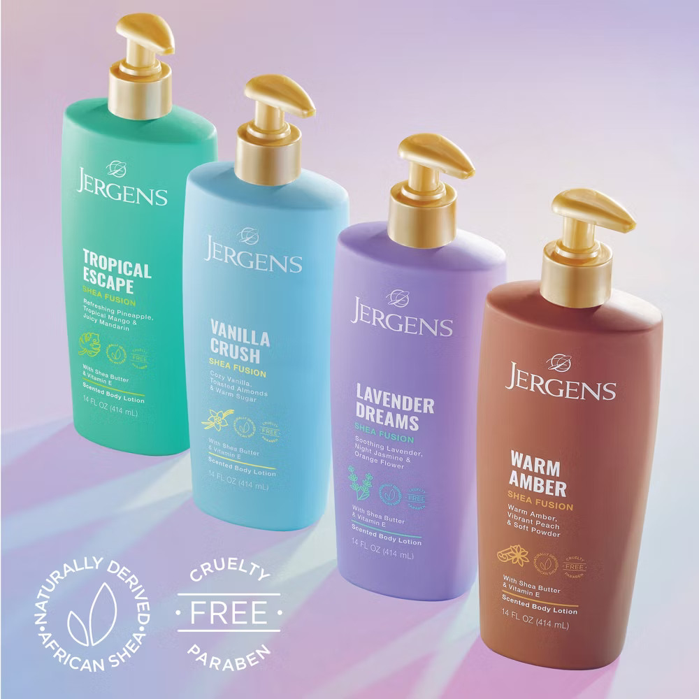 Jergens Shea Fusion Body Lotion 14oz - 4 pack Tropical, Vanilla