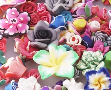 Mixed Size and Style Polymer Clay Flower for DIY Craft (100)
