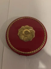 Vintage REX Fifth Ave 4” Compact, Brass/Red Enamel Empty No Mirror