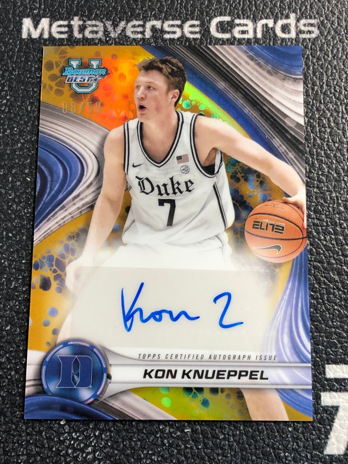 2024-25 Bowman U Best Kon Knueppel Best of 2024 Gold Refractor Auto /50