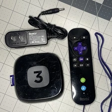 Roku 3 1080p HD Media Streamer 4200X - Headphone Jack Remote - OEM Power Adapter