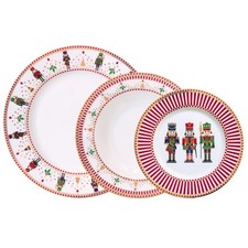 EASY LIFE SERVIZIO PIATTI NATALIZI 18 PEZZI IN PORCELLANA - NUTCRACKERS