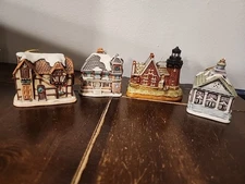 Vintage Lefton's Colonial Village Christmas Ornaments Lot of 4 Lighthouse Church