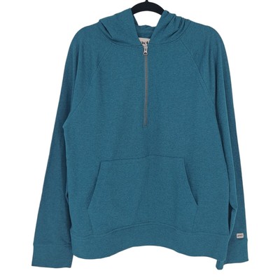 Pact Off Duty Half Zip Hoodie Organic Cotton Ore Heather Blue Men's Size XL