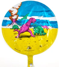 Vintage 80s Anagram Mylar Helium Party Balloon Dino Dinosaur T-Rex Triceratops