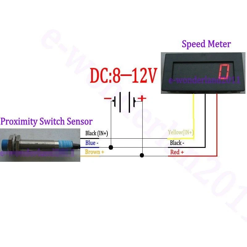 Nuevo Tacómetro Digital Rojo LED Medidor de Velocidad RPM + Sensor Interruptor de Proximidad NPN