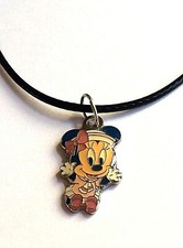 Disney Baby Minnie Mouse Necklace Pendant Enamel Silver Plated Cartoon
