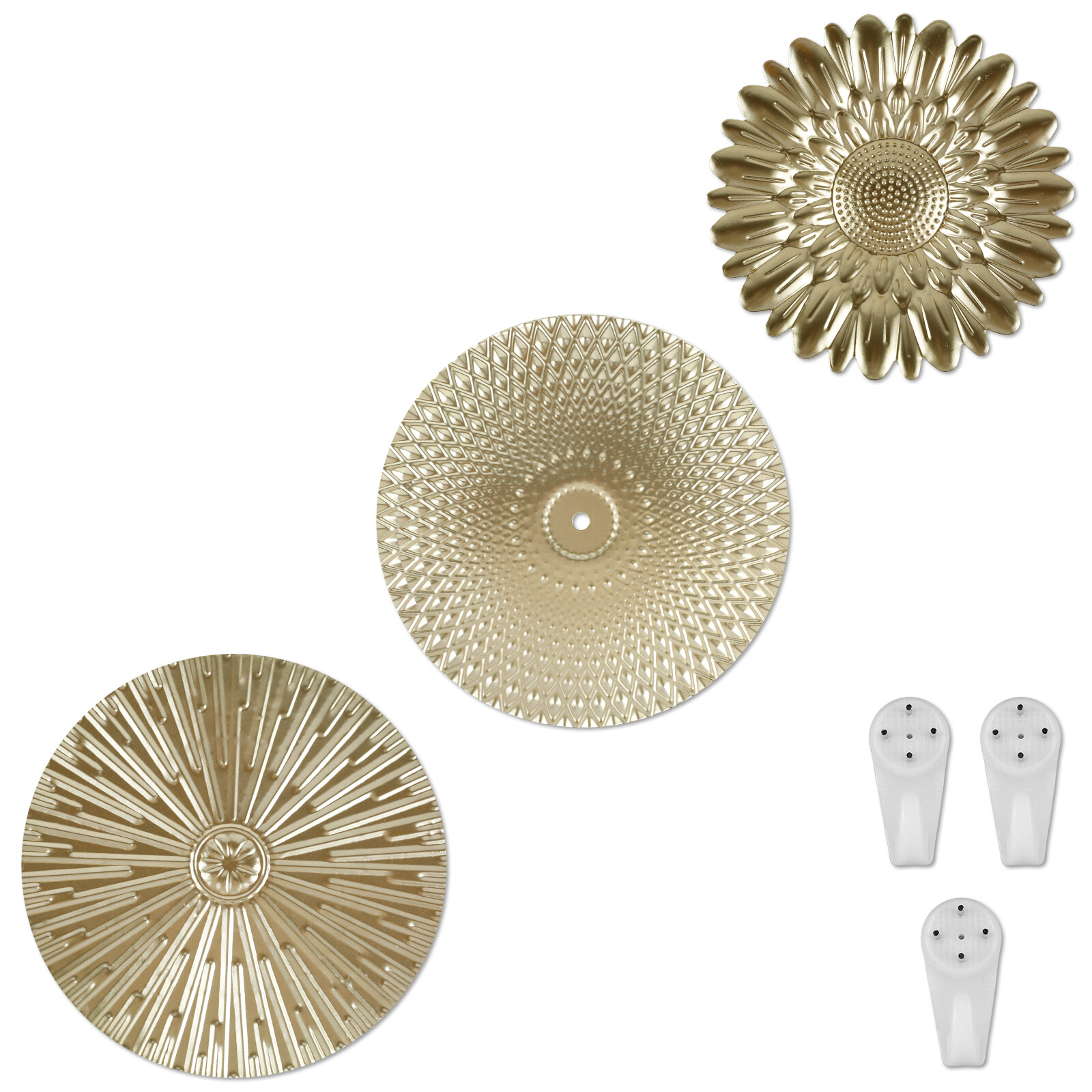 3Pcs Metal Plate Wall Decor Gold Disc Wall Art Modern Style Abstract