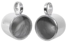 Pair Rockville 7.7" Polished Silver Aluminum Wakeboard Tower Speaker Enclosures