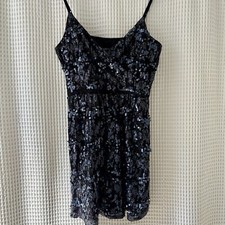 Express sequined blue black minidress sz large going out party fun