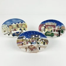 Cornerstone Creations 3D Christmas Display Plates Set Of 3 Village Scenes
