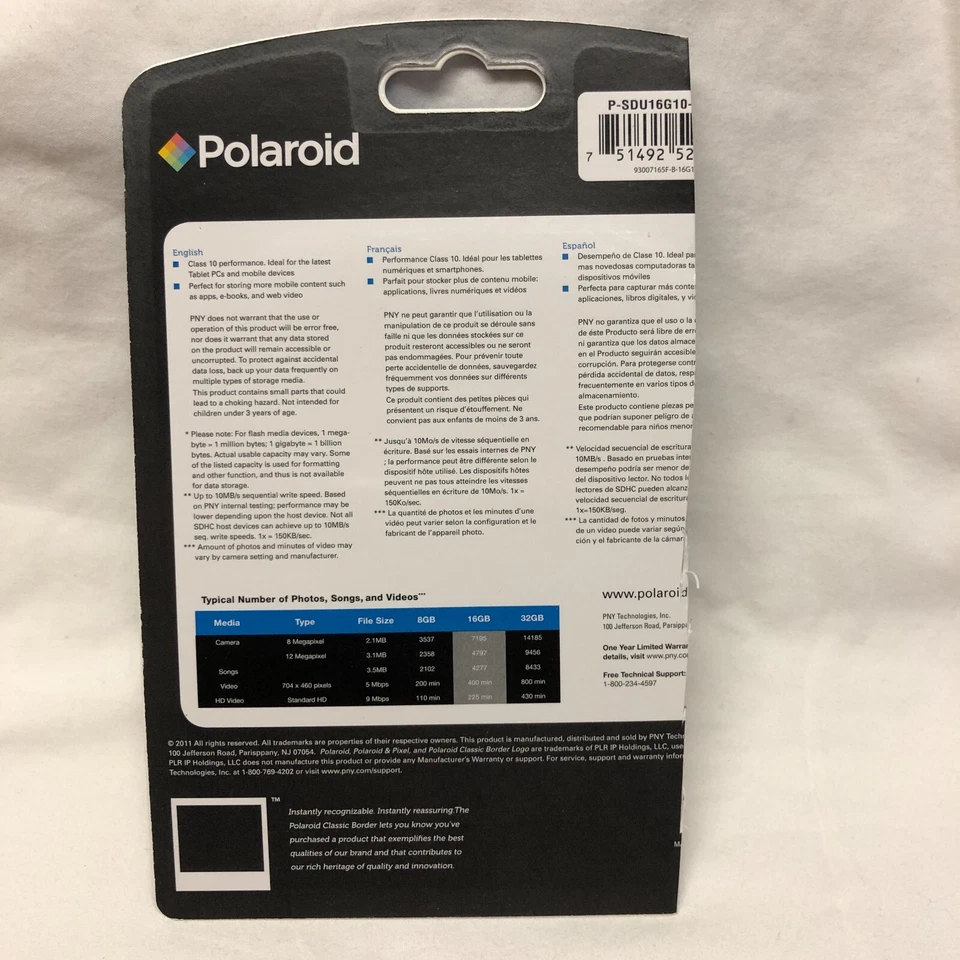 Polaroid 16GB Micro SDHC Class 10 Memory Card PNY with Adapter FAST SHIP - Image 2 of 2
