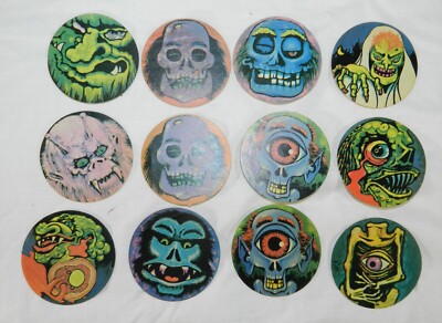 Lot of 11 different + 2 Dupes 1970's Dracula Monster stickers by Monty