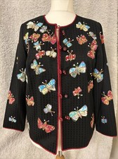 Indigo Moon Beautiful Embroiderd Sequin Butterfly Occasion Lined Jacket Boho Xs