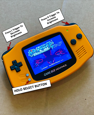 Nintendo Game Boy Advance GBA Yellow System 101 Bright Backlit IPS LCD  BUTTON