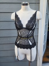 Victoria s Secret Black Lace Gartered Bustier one piece only