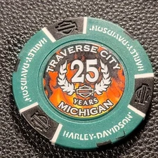 CLASSIC MOTOR SPORTS 25th Ann.~MICHIGAN (Green Full) Harley PokerChip (CLOSED)
