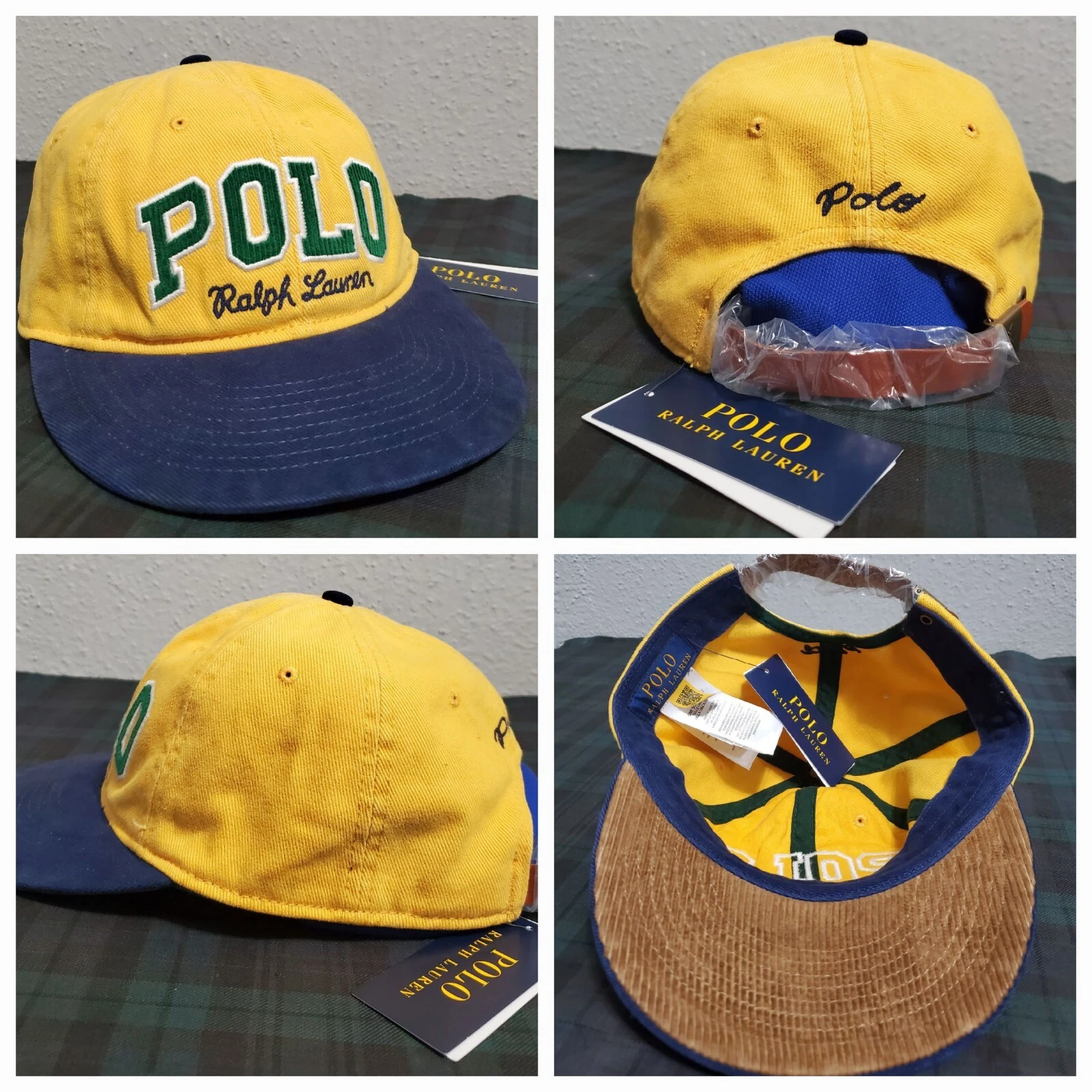 Polo Ralph Lauren Men's YELLOW Authentic Cotton Corduroy Baseball STRAPBACK Cap